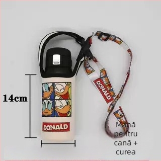 Husă izolantă pentru cană cu curea crossbody — material textil, stil desen animat, neimportat, fără logo