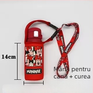 Husă izolantă pentru cană cu curea crossbody — material textil, stil desen animat, neimportat, fără logo