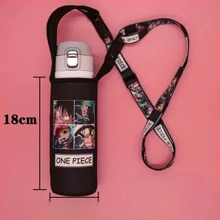 Husă izolantă pentru cană cu curea crossbody — material textil, stil desen animat, neimportat, fără logo