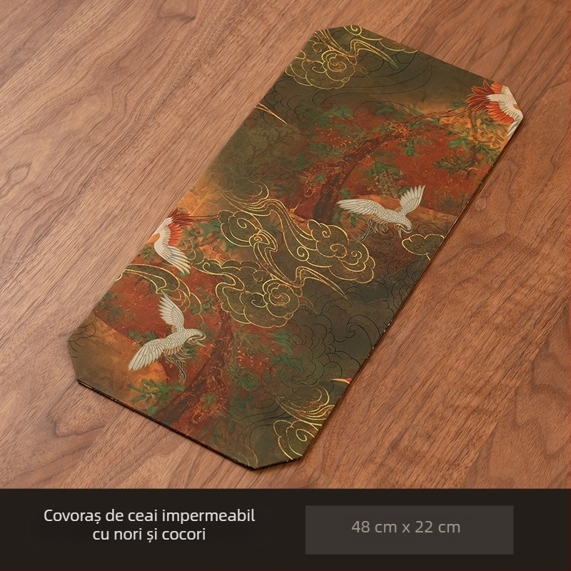 Covoraș rotund dublu-față pentru ceremonia ceaiului, impermeabil și izolat, design zen