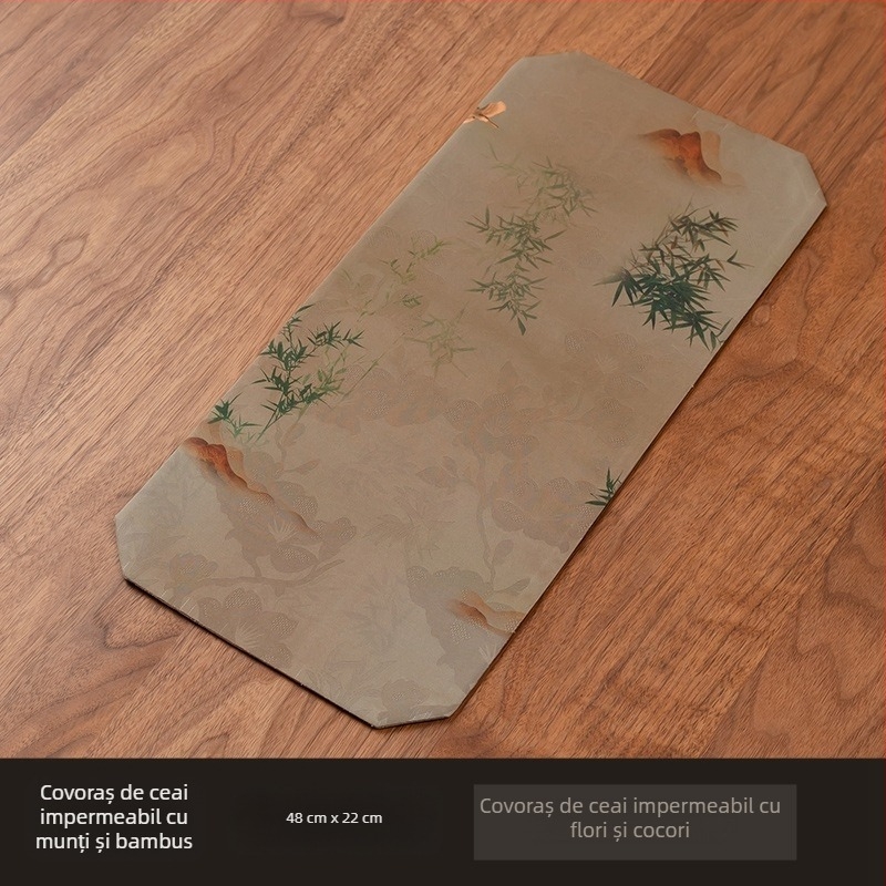 Covoraș rotund dublu-față pentru ceremonia ceaiului, impermeabil și izolat, design zen