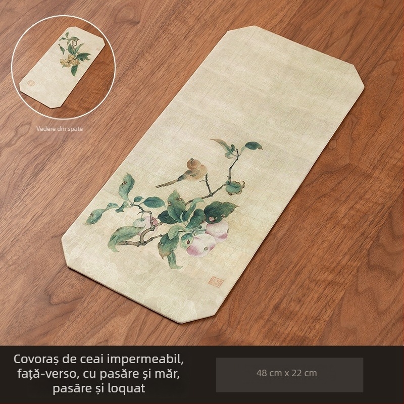 Covoraș rotund dublu-față pentru ceremonia ceaiului, impermeabil și izolat, design zen