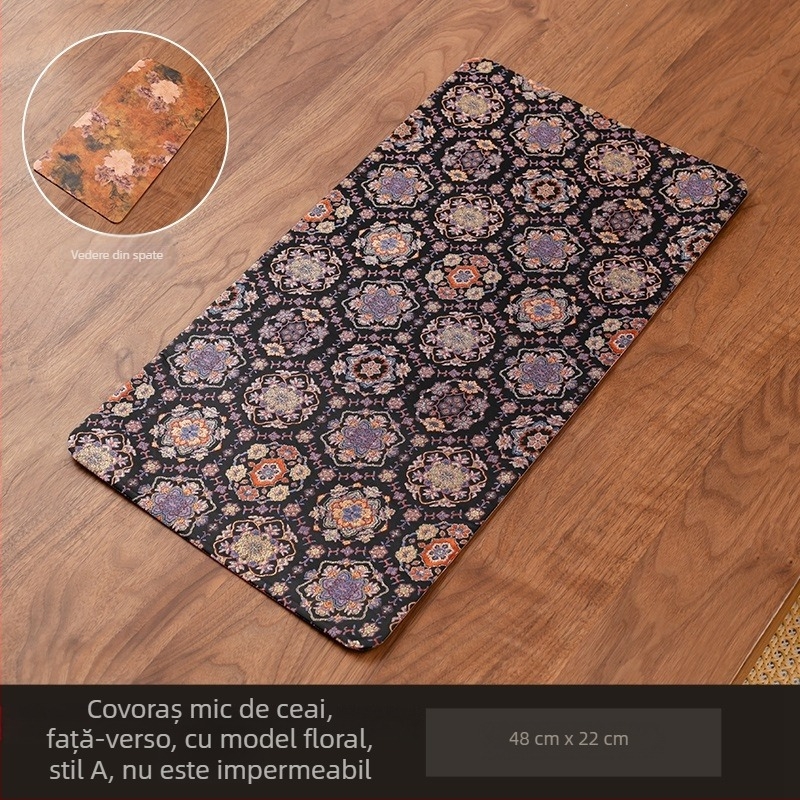 Covoraș rotund dublu-față pentru ceremonia ceaiului, impermeabil și izolat, design zen