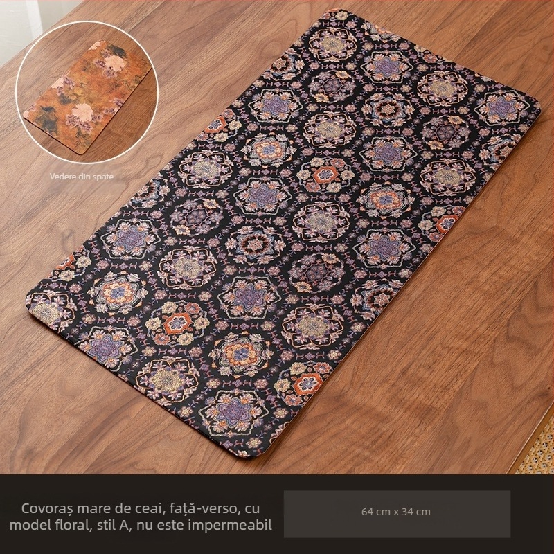 Covoraș rotund dublu-față pentru ceremonia ceaiului, impermeabil și izolat, design zen