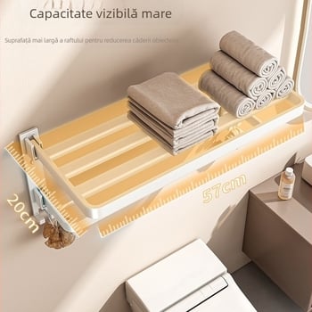 Set de suport pentru prosoape de baie, montat pe perete, 2 etaje, finisaj din plastic pulverizat, material: floare de mătase