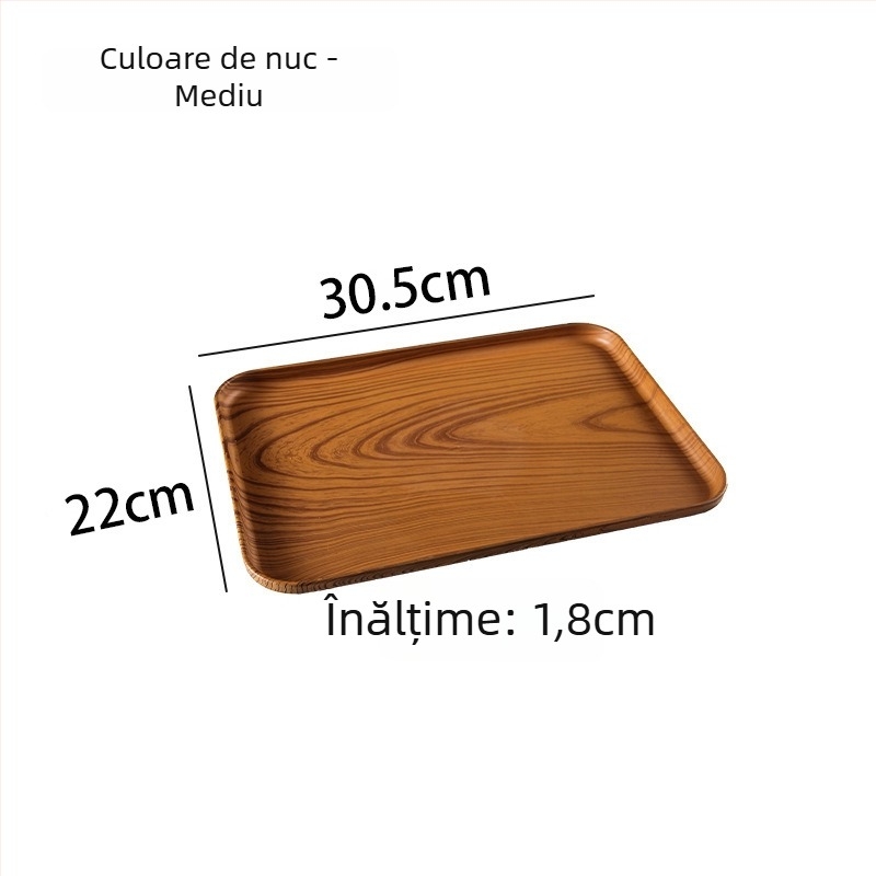 Tava ovală cu imitare lemn pentru uz casnic; potrivită pentru cești, bijuterii și deserturi; material PP, stil chinezesc, personalizare cu logo, lansat în 2023.