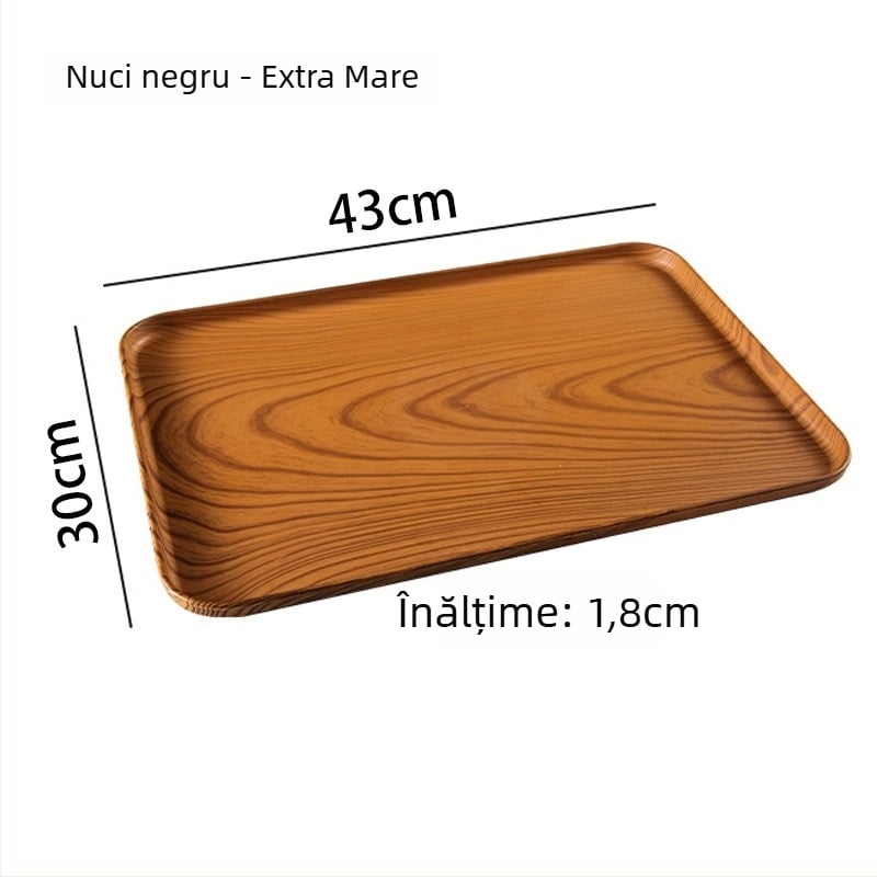 Tava ovală cu imitare lemn pentru uz casnic; potrivită pentru cești, bijuterii și deserturi; material PP, stil chinezesc, personalizare cu logo, lansat în 2023.