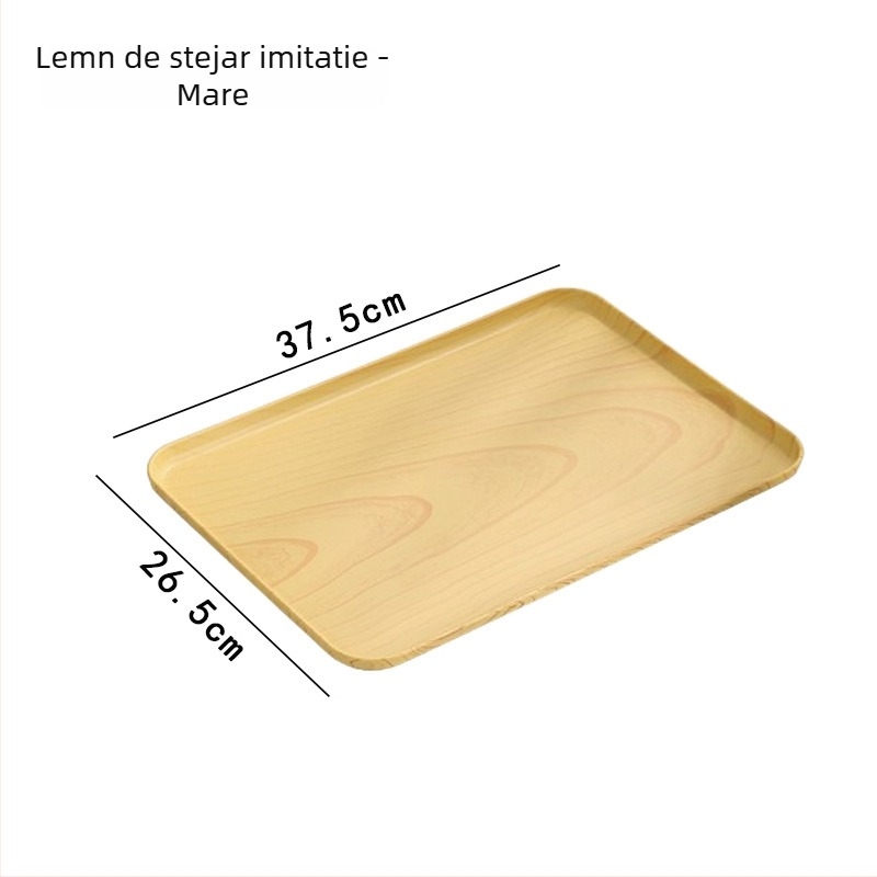 Tava ovală cu imitare lemn pentru uz casnic; potrivită pentru cești, bijuterii și deserturi; material PP, stil chinezesc, personalizare cu logo, lansat în 2023.