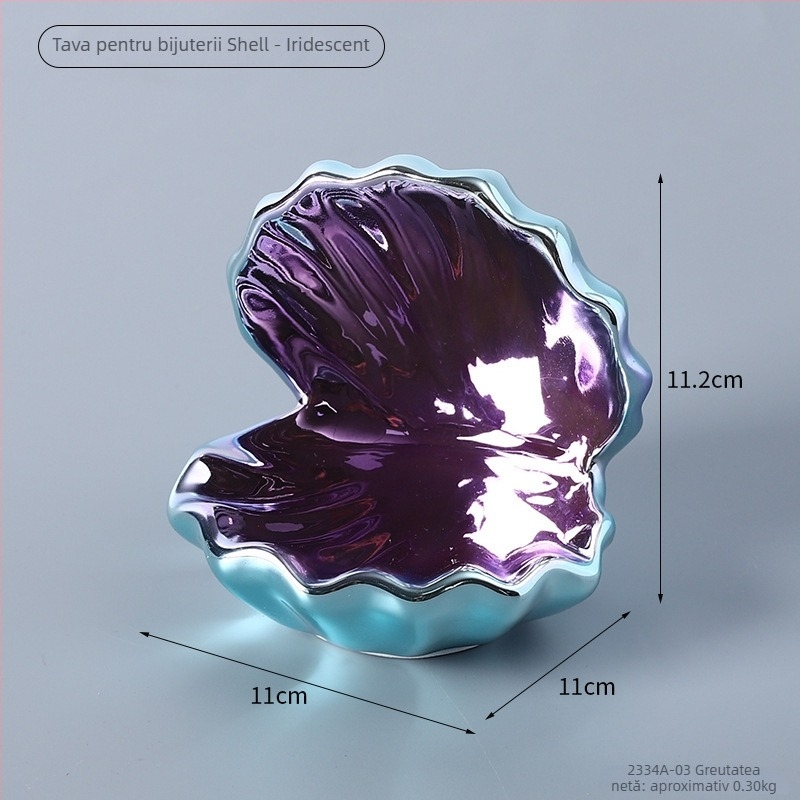 Lampa de noapte ceramică în formă de scoică și farfurioară pentru bijuterii — ornament de birou modern Xuanyi