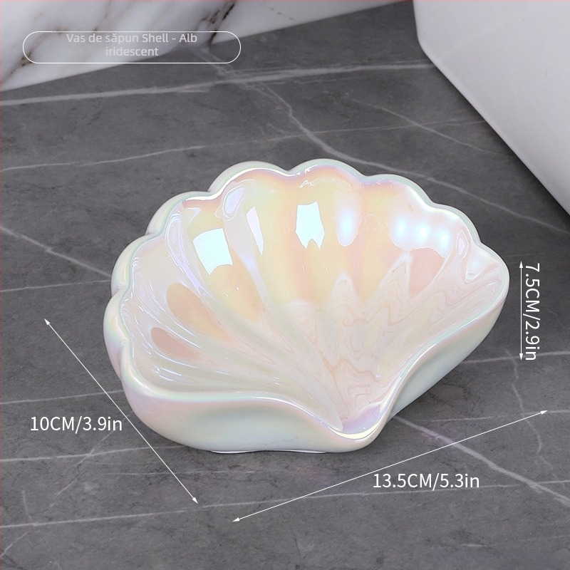 Lampa de noapte ceramică în formă de scoică și farfurioară pentru bijuterii — ornament de birou modern Xuanyi