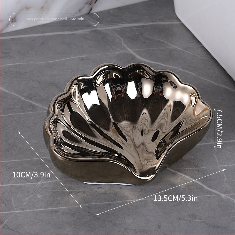 Lampa de noapte ceramică în formă de scoică și farfurioară pentru bijuterii — ornament de birou modern Xuanyi