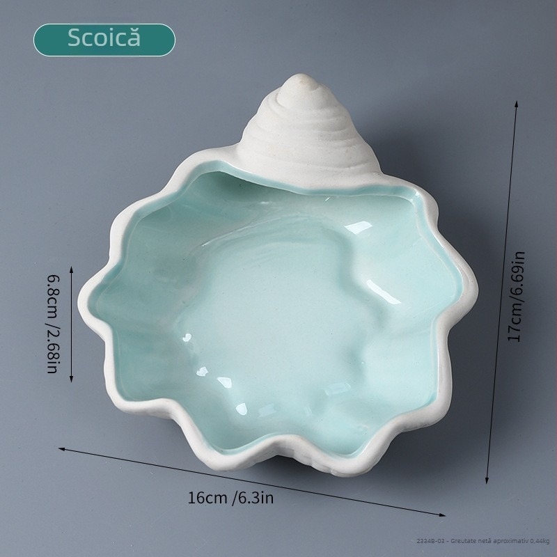 Lampa de noapte ceramică în formă de scoică și farfurioară pentru bijuterii — ornament de birou modern Xuanyi