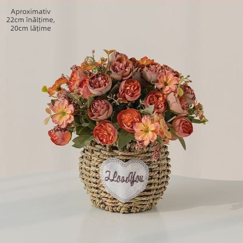 Buchet de flori artificiale cu floarea-soarelui, material de mătase, finisaj la atingere moale, decor pentru casă