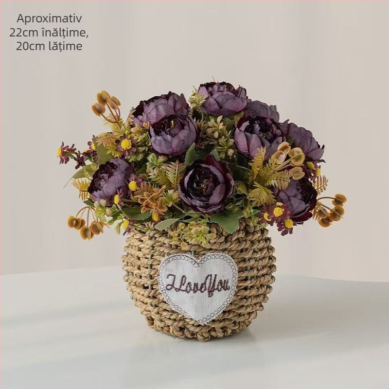 Buchet de flori artificiale cu floarea-soarelui, material de mătase, finisaj la atingere moale, decor pentru casă