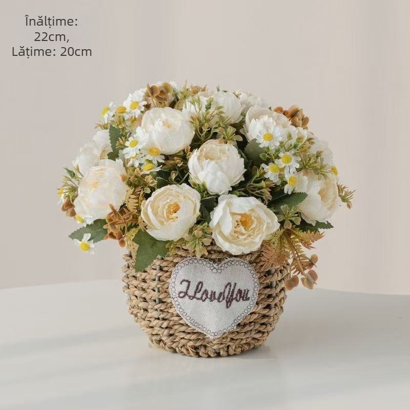 Buchet de flori artificiale cu floarea-soarelui, material de mătase, finisaj la atingere moale, decor pentru casă