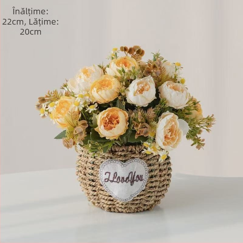 Buchet de flori artificiale cu floarea-soarelui, material de mătase, finisaj la atingere moale, decor pentru casă