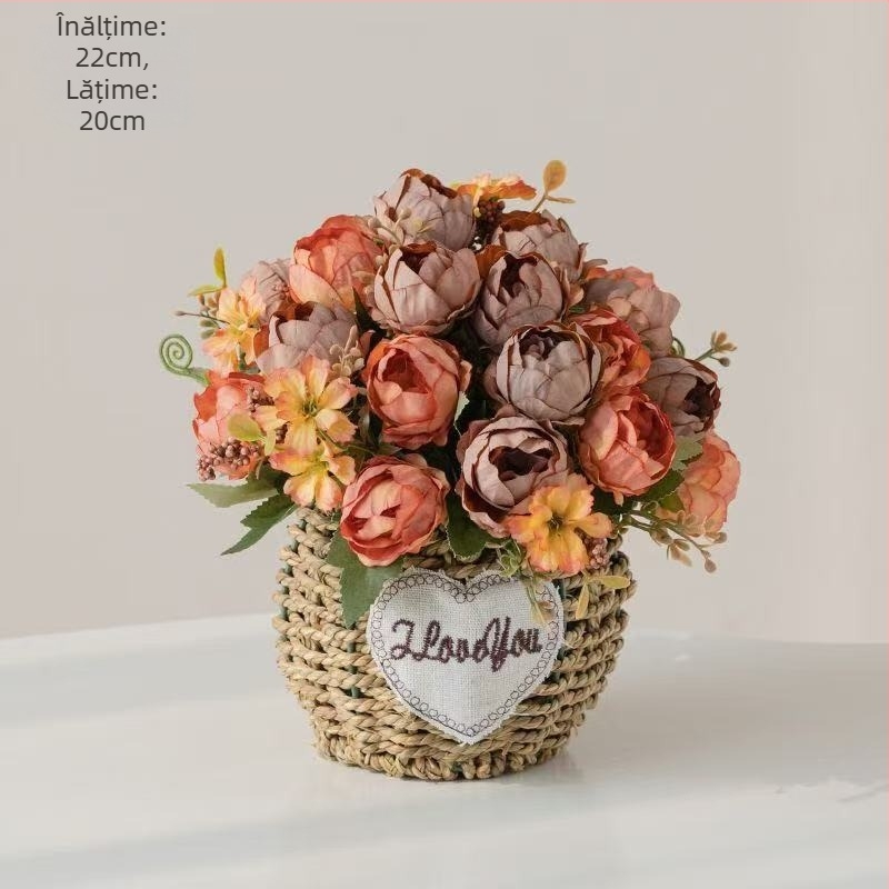 Buchet de flori artificiale cu floarea-soarelui, material de mătase, finisaj la atingere moale, decor pentru casă