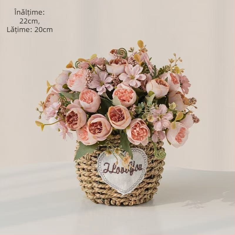 Buchet de flori artificiale cu floarea-soarelui, material de mătase, finisaj la atingere moale, decor pentru casă