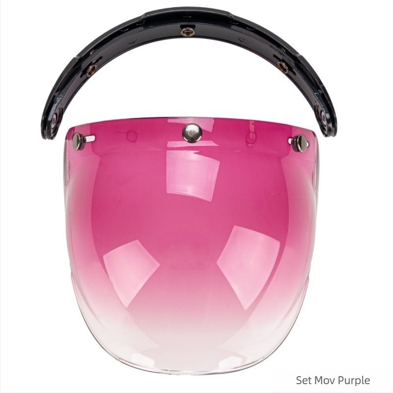 Lentile Bubble pentru cască de motocicletă cu ramă – Lentile universale cu trei butoane, Material PC, Certificat ECE, Cască de tip Half Helmet