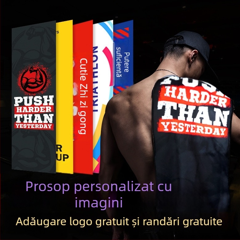 Prosop de sport pentru sală cu logo personalizat - microfibră, 160-400 g, absorbție sudoare 0-5 s, proces de imprimare, logo personalizabil