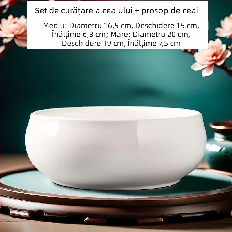 Vas ceramic pentru spălat ceai, vas pentru resturi de ceai și scrumieră – accesorii set Ceai Kung Fu