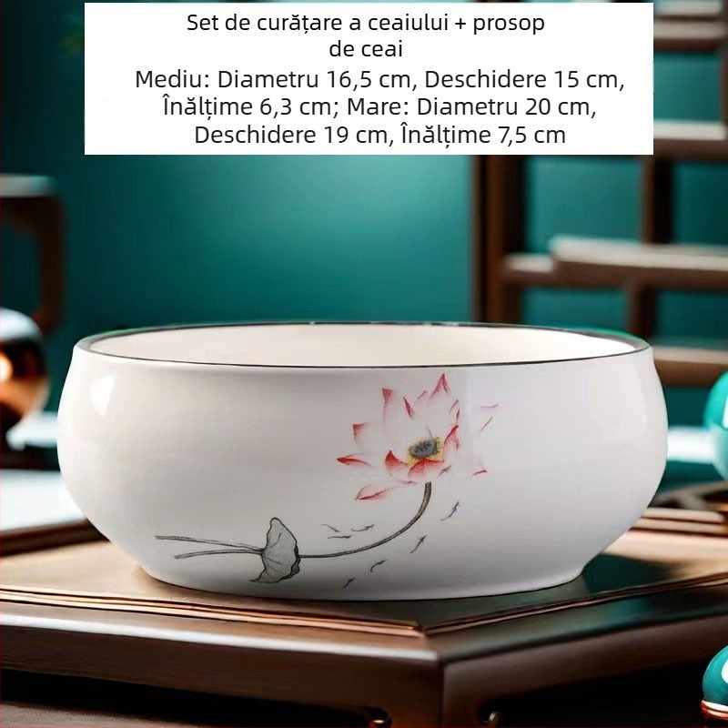 Vas ceramic pentru spălat ceai, vas pentru resturi de ceai și scrumieră – accesorii set Ceai Kung Fu