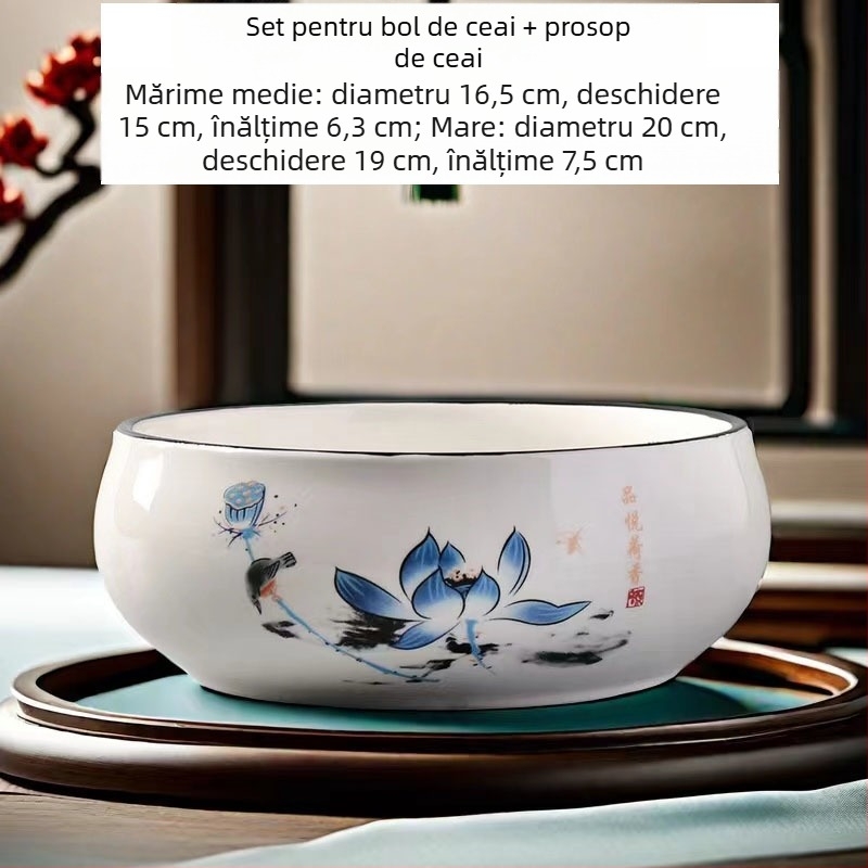 Vas ceramic pentru spălat ceai, vas pentru resturi de ceai și scrumieră – accesorii set Ceai Kung Fu