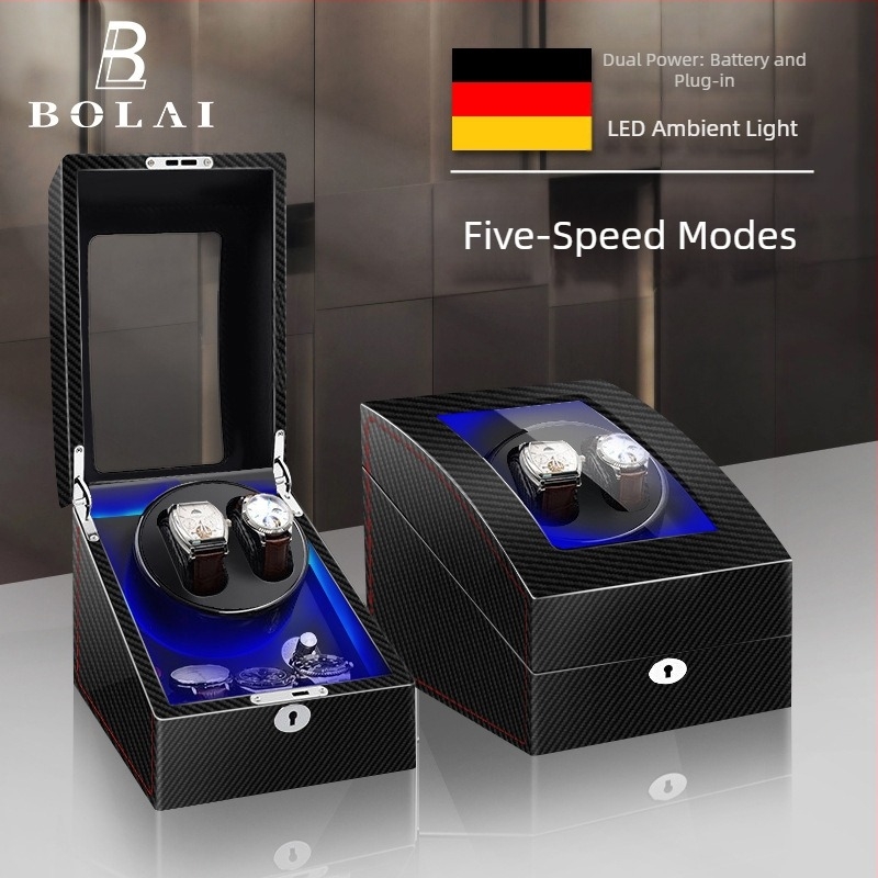 BOLAI Rotator de Ceas din Lemn, Silențios, Antimagnetic, Automat, cu Cutie de Depozitare