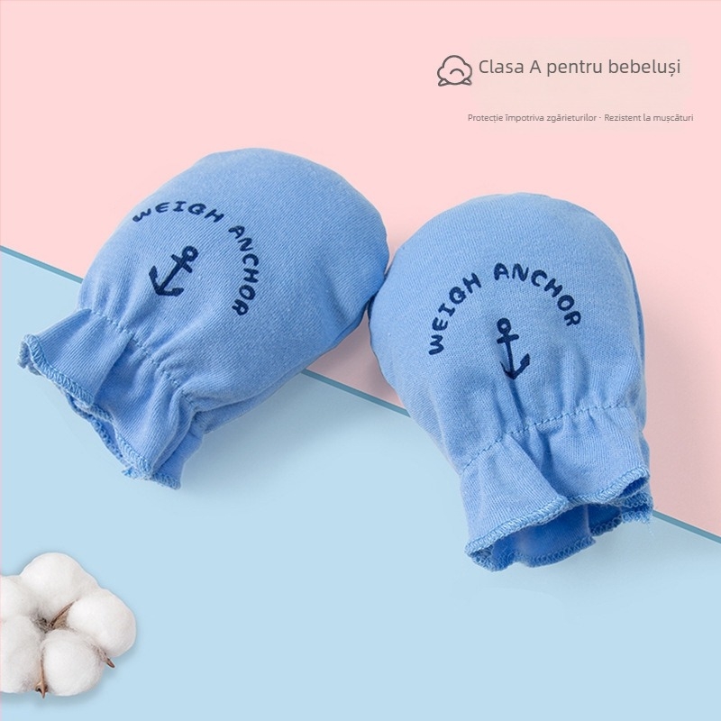 Set mănuși anti-zgâriere pentru nou-născuți - 100% bumbac, respirant, elasticitate înaltă, include protecții pentru picioare, unisex, toate sezoanele