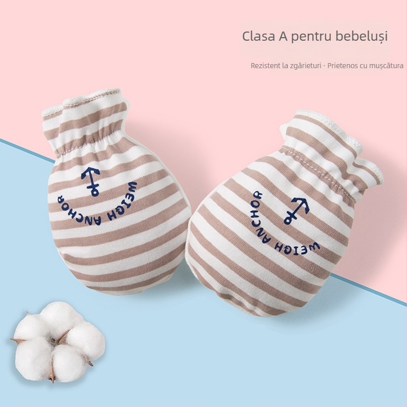 Set mănuși anti-zgâriere pentru nou-născuți - 100% bumbac, respirant, elasticitate înaltă, include protecții pentru picioare, unisex, toate sezoanele