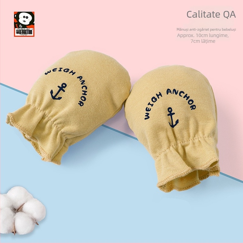 Set mănuși anti-zgâriere pentru nou-născuți - 100% bumbac, respirant, elasticitate înaltă, include protecții pentru picioare, unisex, toate sezoanele