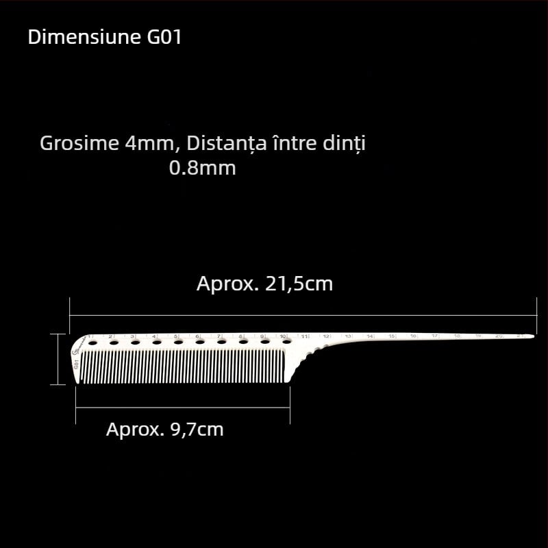 KLS pieptene profesional pentru păr – ABS material, vârf ascuțit, pentru saloane