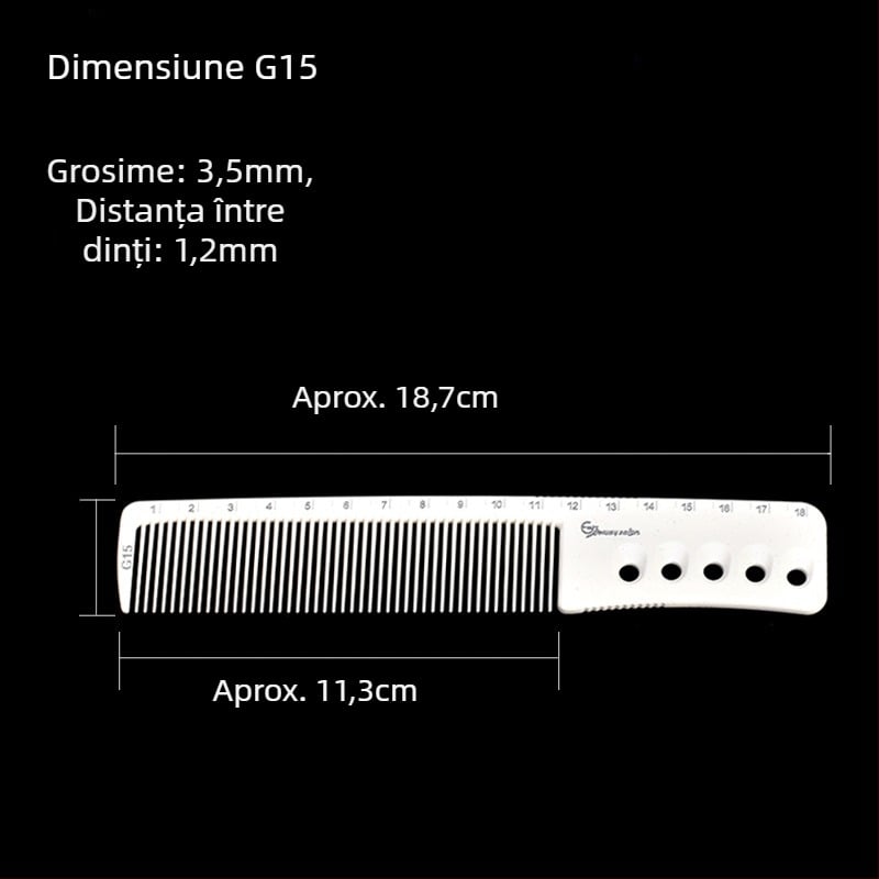 KLS pieptene profesional pentru păr – ABS material, vârf ascuțit, pentru saloane