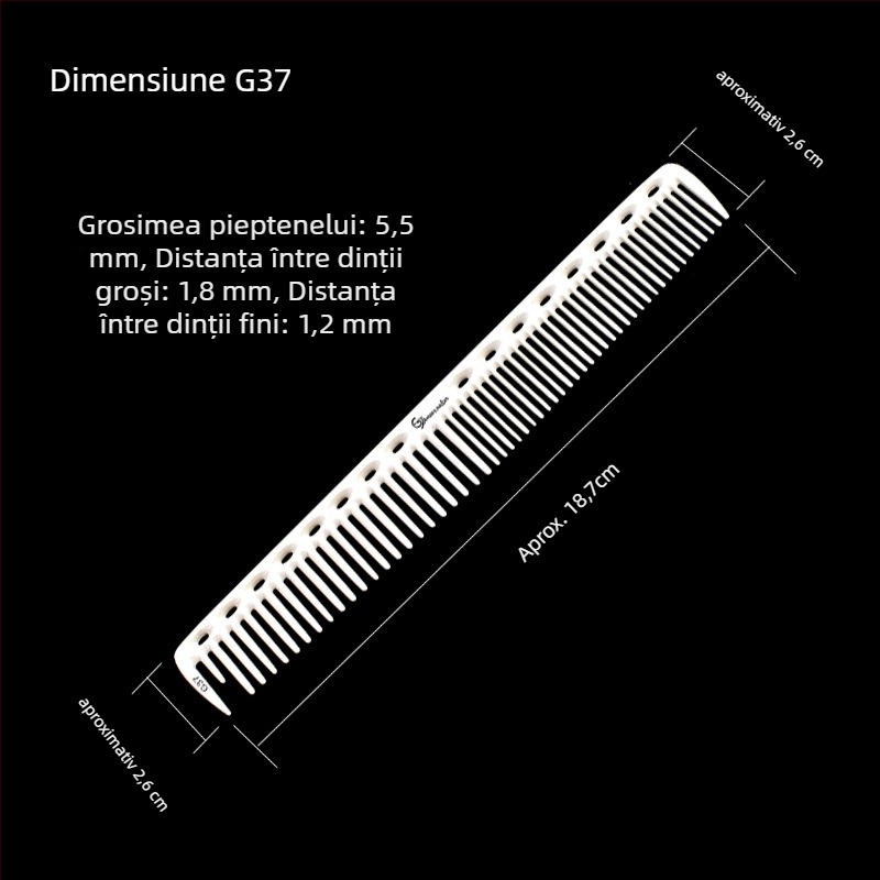 KLS pieptene profesional pentru păr – ABS material, vârf ascuțit, pentru saloane