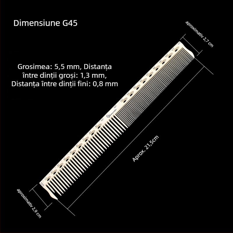 KLS pieptene profesional pentru păr – ABS material, vârf ascuțit, pentru saloane