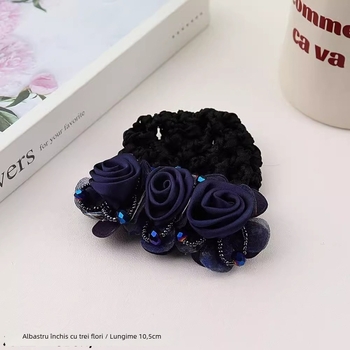 Accesoriu de păr din material textil cu floare și plasă pentru păr — pentru femei profesioniste, stil simplu