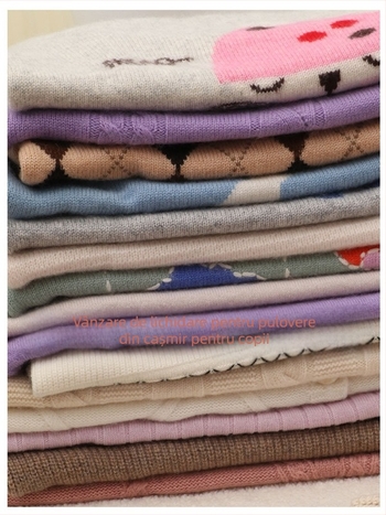 Pulover din cașmir pentru copii, tricot gros, guler rotund, mâneci lungi, model cu dungi/cărticele/abstract, finiș moale din fleece, spălare enzymatică, stil coreean, pentru copii de 3–8 ani, 100% cașmir.