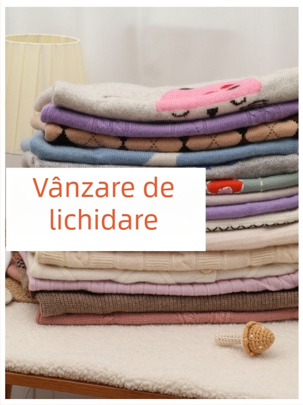 Pulover din cașmir pentru copii, tricot gros, guler rotund, mâneci lungi, model cu dungi/cărticele/abstract, finiș moale din fleece, spălare enzymatică, stil coreean, pentru copii de 3–8 ani, 100% cașmir.