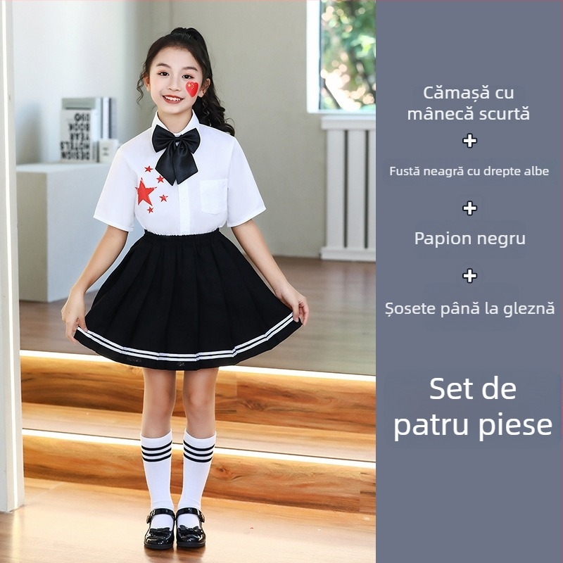 Uniforme de performanță pentru copii: cor și recitare, de la grădiniță până la liceu, țesătură din bumbac cu 80% poliester, potrivite pentru cheerleading, pentru copii peste 8 ani (peste 140 cm), Toamnă 2025