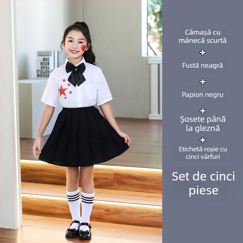 Uniforme de performanță pentru copii: cor și recitare, de la grădiniță până la liceu, țesătură din bumbac cu 80% poliester, potrivite pentru cheerleading, pentru copii peste 8 ani (peste 140 cm), Toamnă 2025