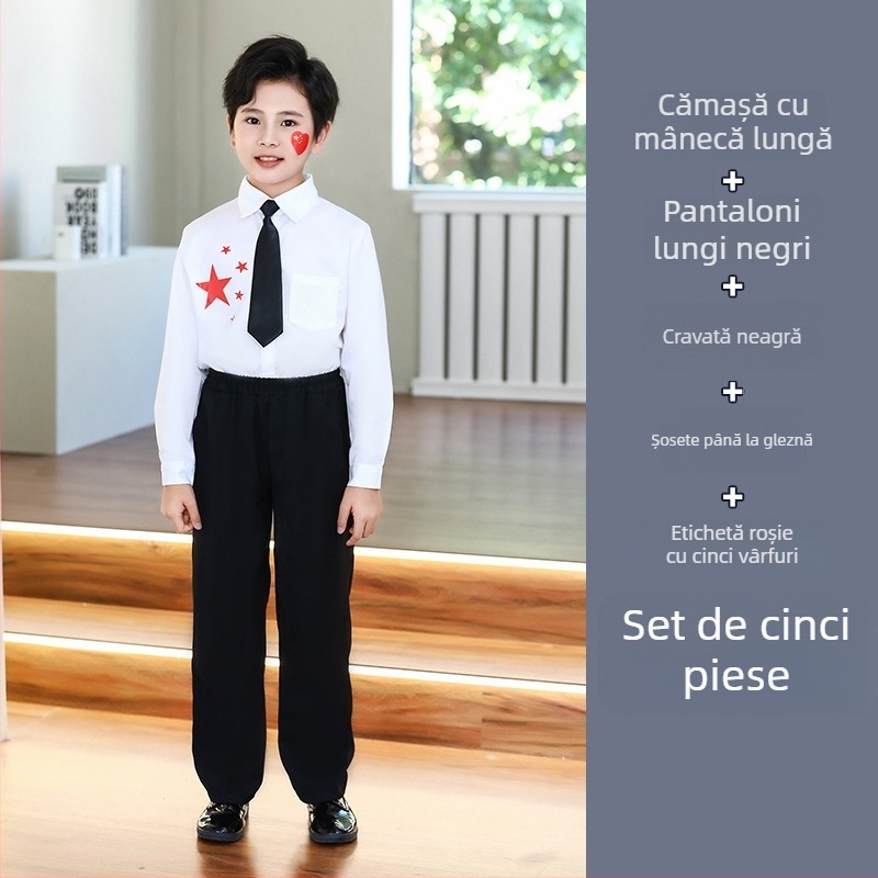 Uniforme de performanță pentru copii: cor și recitare, de la grădiniță până la liceu, țesătură din bumbac cu 80% poliester, potrivite pentru cheerleading, pentru copii peste 8 ani (peste 140 cm), Toamnă 2025