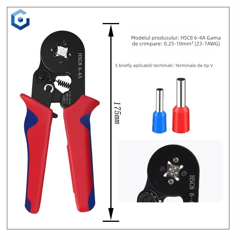 Jingyue Electric Clește de crimpare pentru terminal tubular — presare specială pentru terminale tubulare; Material: oțel aliat nichel-chromiu; Greutate: 0,378