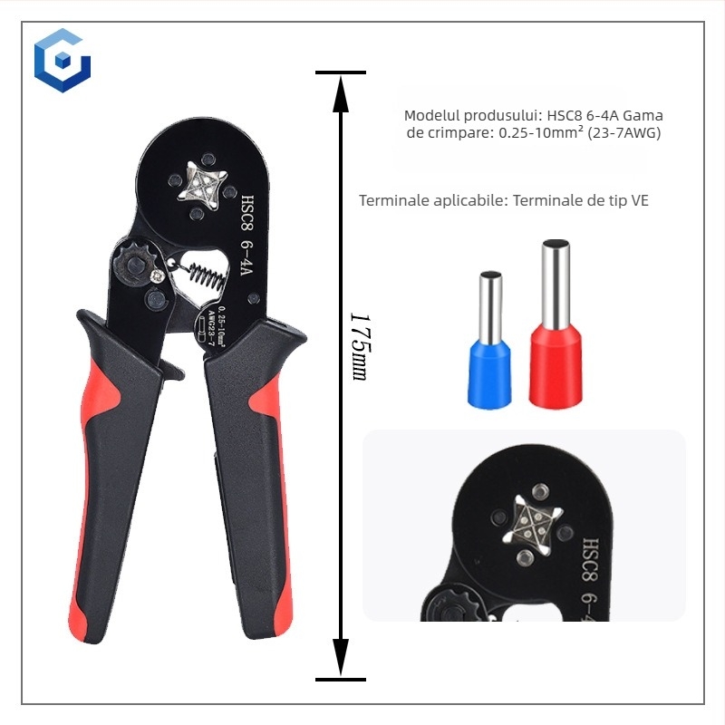 Jingyue Electric Clește de crimpare pentru terminal tubular — presare specială pentru terminale tubulare; Material: oțel aliat nichel-chromiu; Greutate: 0,378