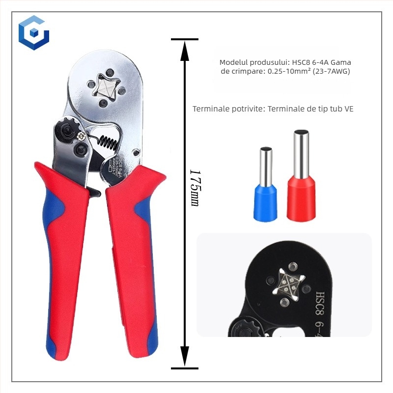 Jingyue Electric Clește de crimpare pentru terminal tubular — presare specială pentru terminale tubulare; Material: oțel aliat nichel-chromiu; Greutate: 0,378