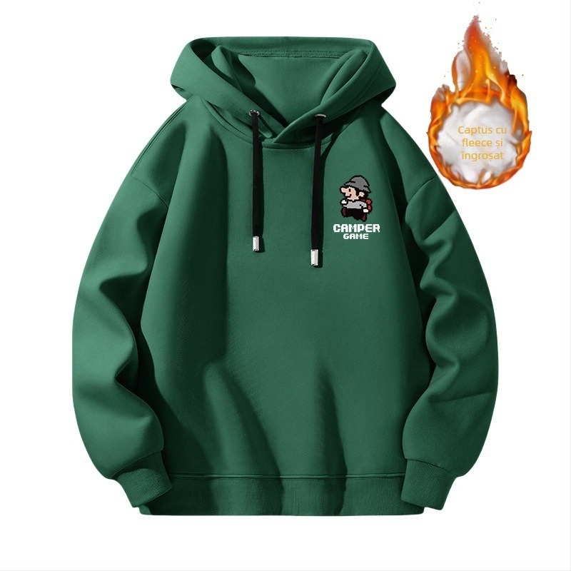 TT Hanorac bărbați cu glugă, căptușit cu fleece, 65% bumbac, croi lejer, mâneci lungi, imprimeu