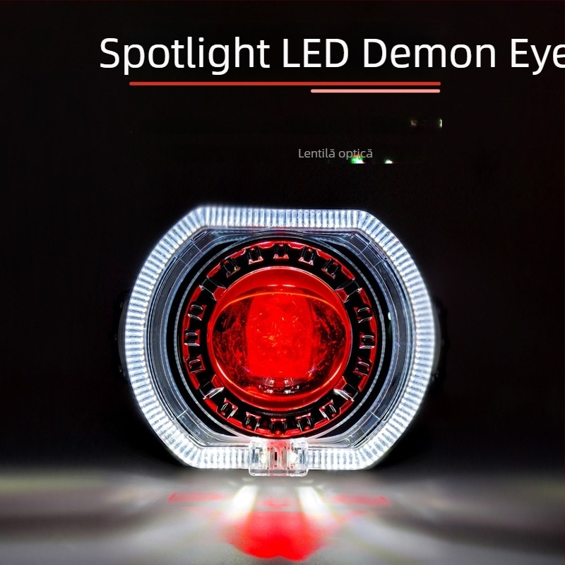 Faro LED pentru motocicletă cu lentilă Devil Eye integrată, IP68, 25W, 9-60V, 3000 lm