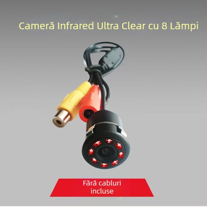 Camera pentru montaj în vehicul, vedere spre spate, infraroșu pentru noapte, senzor CCD, impermeabilă, alimentare 12V