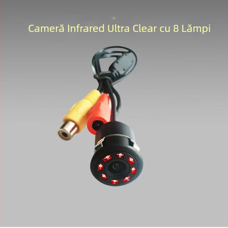 Camera pentru montaj în vehicul, vedere spre spate, infraroșu pentru noapte, senzor CCD, impermeabilă, alimentare 12V
