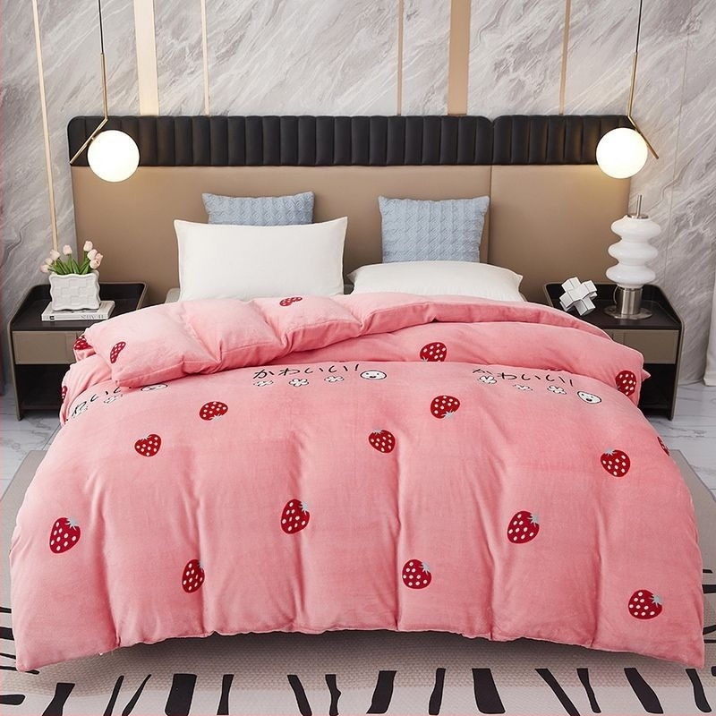 Husa de duvet din catifea de lapte — țesătură plată, vopsire reactiva, procesare personalizată; modele: dungi, geometrice, florale.