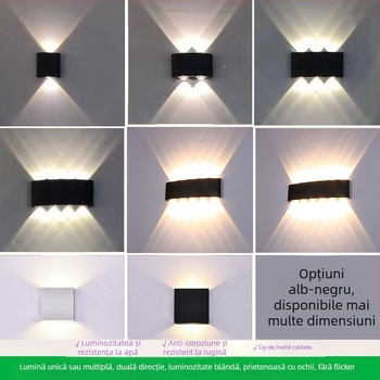 Lampă de perete exterior cu LED, abajur din aluminiu și corp din aluminiu, tensiune ≤36V